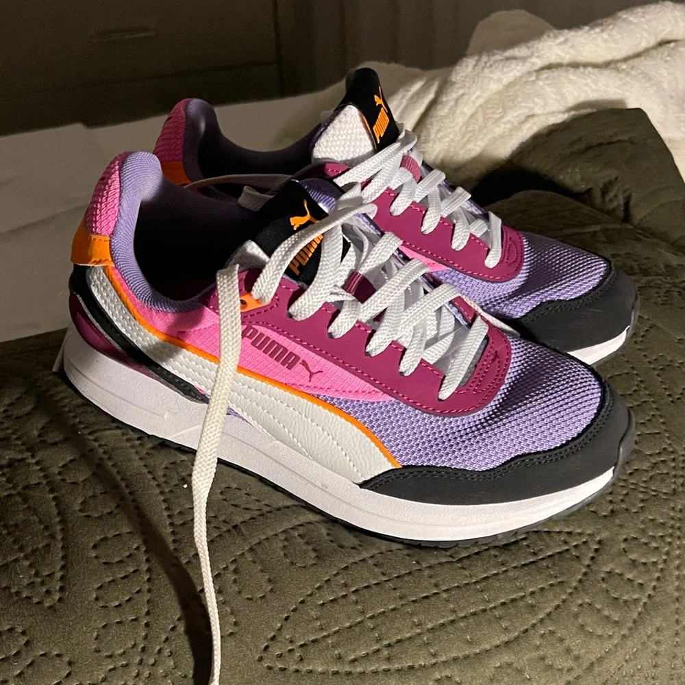 Puma Vibrant Purple and Orange Sneakers